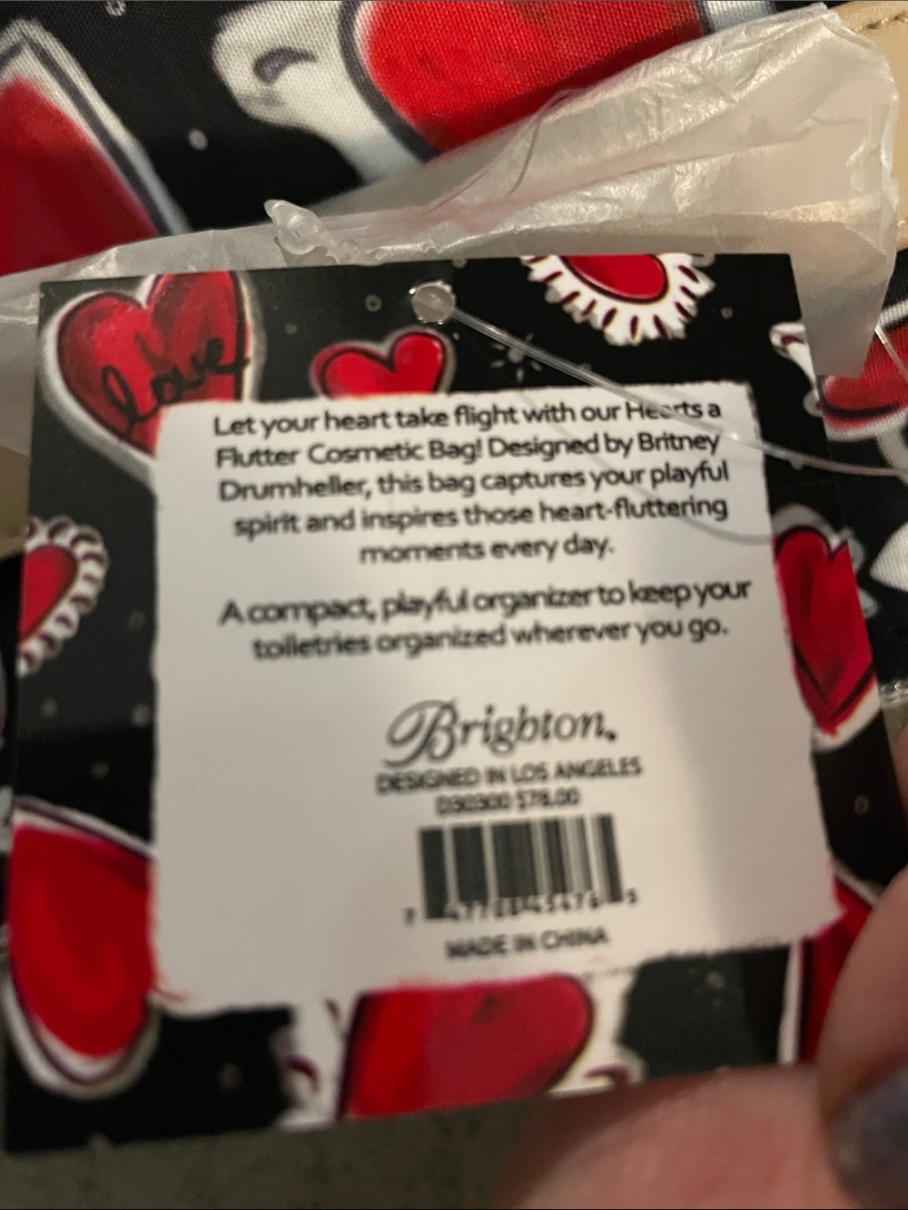 Brighton Black Cosmetic Case with Red Heart Print - Picture 7 of 13